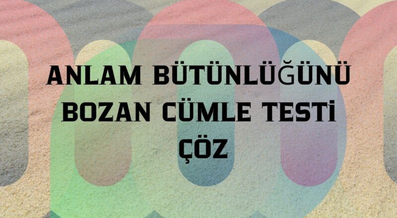 anlam butunlugunu bozan cumle